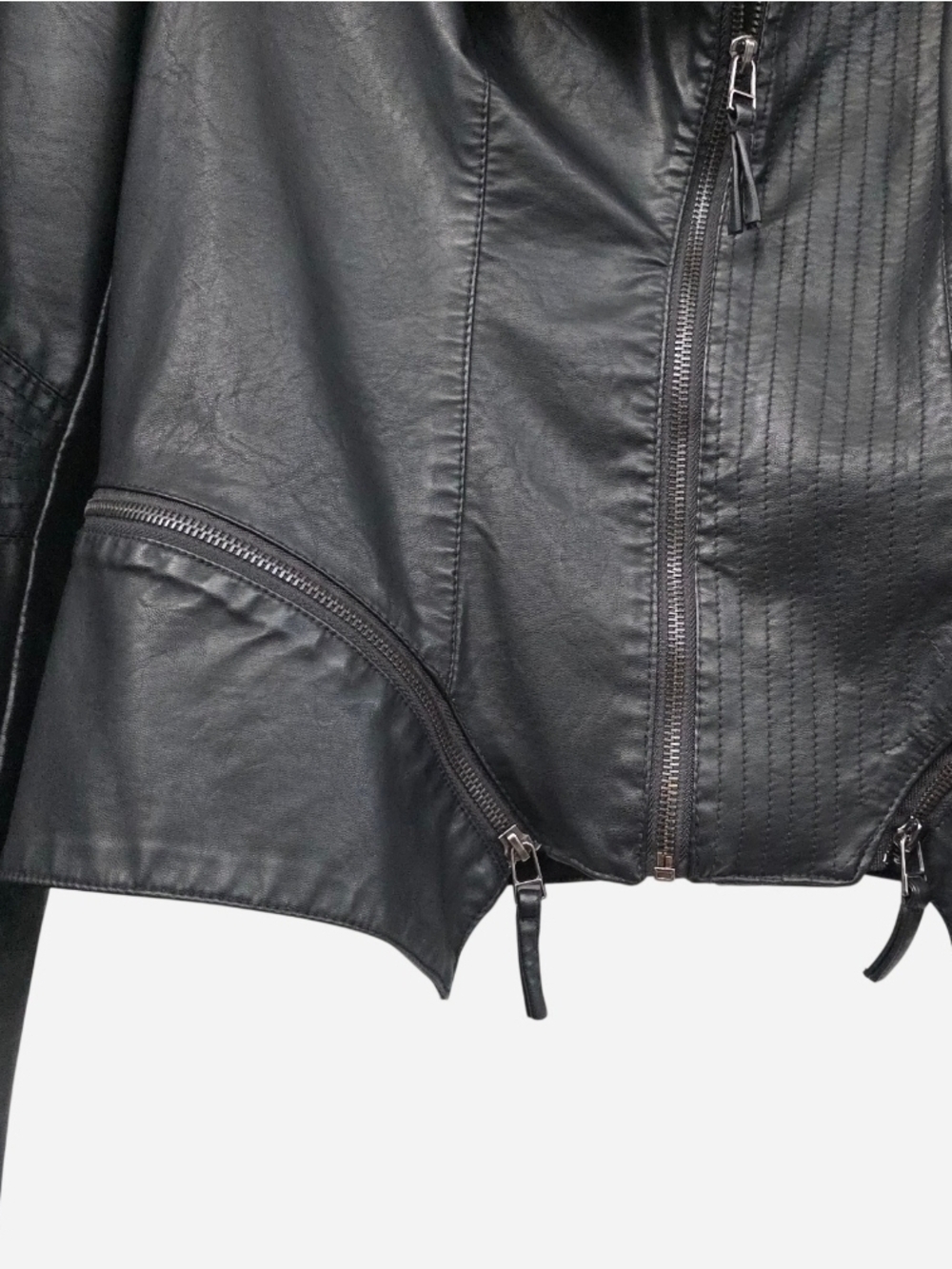 Blank NYC Black Faux Vegan Leather Moto Zip Jacket, L/XL - Picture 6 of 14